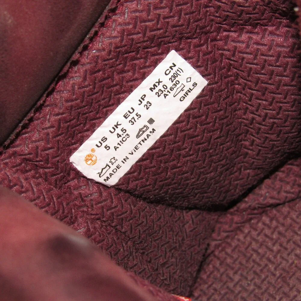Timberland Primaloft 200 Gram Berry Burgundy Boots Girls sz 5